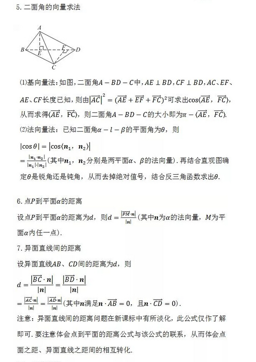 2022江苏成人高考高起点《数学（理）》科目重点概念4：空间向量与立体几何